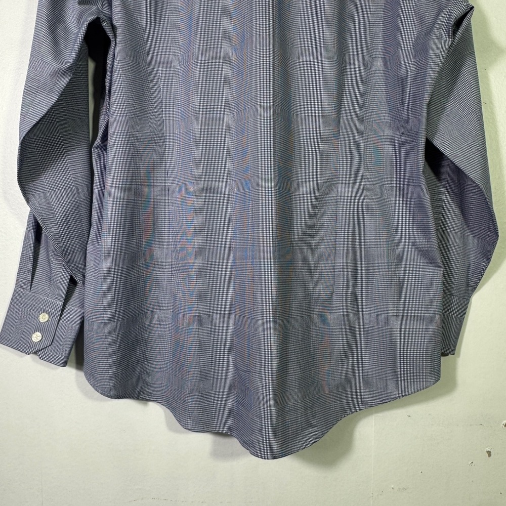 Black Brown 1826 Mens Blue Check Egyptian Cotton Slim Fit Non Iron Shirt 16.5 34 - Picture 8 of 16